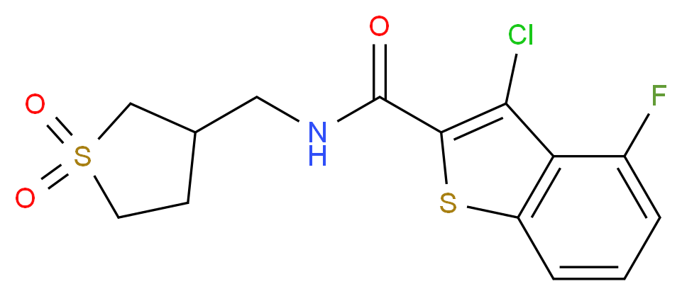 3-chloro-N-[(1,1-dioxidotetrahydro-3-thienyl)methyl]-4-fluoro-1-benzothiophene-2-carboxamide_分子结构_CAS_)