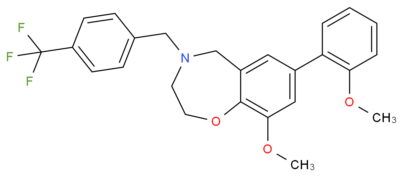 9-methoxy-7-(2-methoxyphenyl)-4-[4-(trifluoromethyl)benzyl]-2,3,4,5-tetrahydro-1,4-benzoxazepine_分子结构_CAS_)