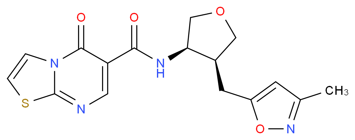 N-{(3R*,4S*)-4-[(3-methylisoxazol-5-yl)methyl]tetrahydrofuran-3-yl}-5-oxo-5H-[1,3]thiazolo[3,2-a]pyrimidine-6-carboxamide_分子结构_CAS_)