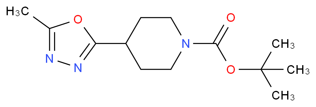 tert-butyl 4-(5-methyl-1,3,4-oxadiazol-2-yl)piperidine-1-carboxylate_分子结构_CAS_280110-69-2