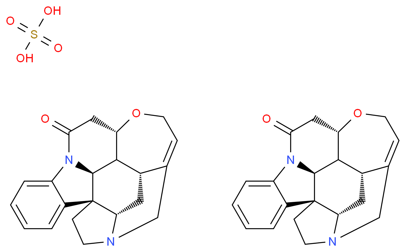 bis((1R,11S,18S,20R,21R,22S)-12-oxa-8,17-diazaheptacyclo[15.5.2.0<sup>1</sup>,<sup>1</sup><sup>8</sup>.0<sup>2</sup>,<sup>7</sup>.0<sup>8</sup>,<sup>2</sup><sup>2</sup>.0<sup>1</sup><sup>1</sup>,<sup>2</sup><sup>1</sup>.0<sup>1</sup><sup>5</sup>,<sup>2</sup><sup>0</sup>]tetracosa-2,4,6,14-tetraen-9-one); sulfuric acid_分子结构_CAS_60-41-3