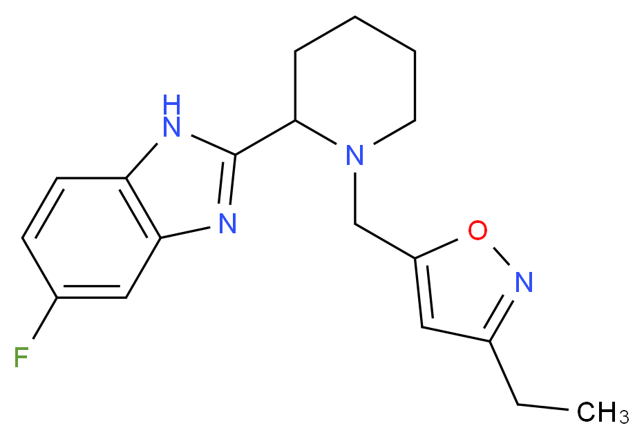 2-{1-[(3-ethyl-5-isoxazolyl)methyl]-2-piperidinyl}-5-fluoro-1H-benzimidazole_分子结构_CAS_)