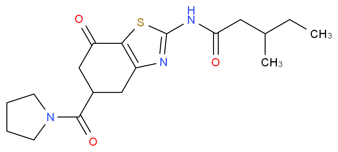 3-methyl-N-[7-oxo-5-(1-pyrrolidinylcarbonyl)-4,5,6,7-tetrahydro-1,3-benzothiazol-2-yl]pentanamide_分子结构_CAS_)