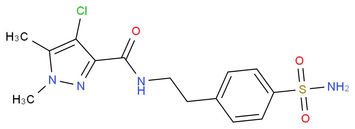 N-{2-[4-(aminosulfonyl)phenyl]ethyl}-4-chloro-1,5-dimethyl-1H-pyrazole-3-carboxamide_分子结构_CAS_)