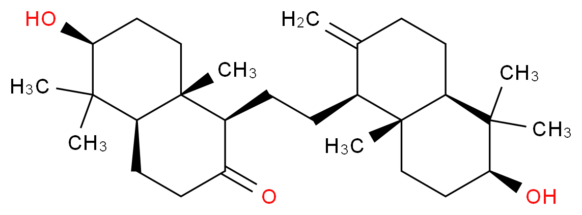 (1R,4aR,6S,8aS)-1-{2-[(1S,4aR,6S,8aR)-6-hydroxy-5,5,8a-trimethyl-2-methylidene-decahydronaphthalen-1-yl]ethyl}-6-hydroxy-5,5,8a-trimethyl-decahydronaphthalen-2-one_分子结构_CAS_125124-68-7