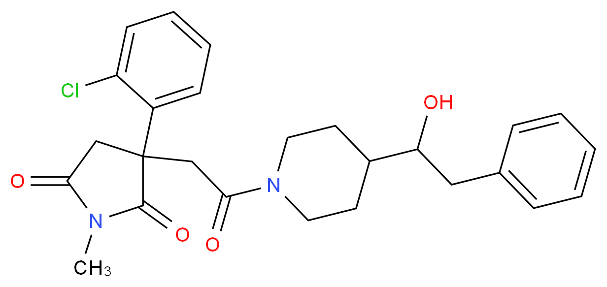 3-(2-chlorophenyl)-3-{2-[4-(1-hydroxy-2-phenylethyl)-1-piperidinyl]-2-oxoethyl}-1-methyl-2,5-pyrrolidinedione_分子结构_CAS_)