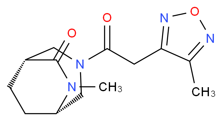 (1R*,5S*)-6-methyl-3-[(4-methyl-1,2,5-oxadiazol-3-yl)acetyl]-3,6-diazabicyclo[3.2.2]nonan-7-one_分子结构_CAS_)