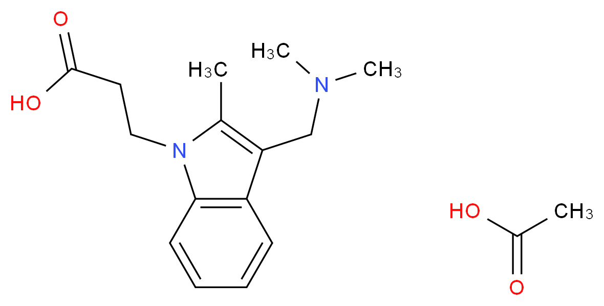 3-(3-Dimethylaminomethyl-2-methyl-indol-1-yl)-propionic acid acetate_分子结构_CAS_)