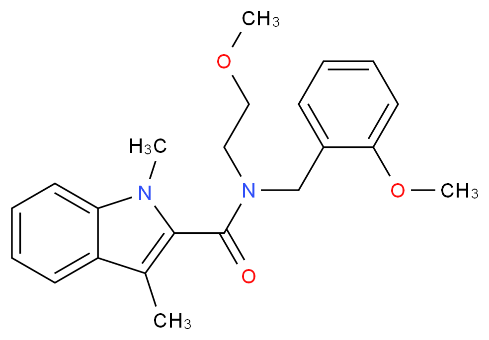 N-(2-methoxybenzyl)-N-(2-methoxyethyl)-1,3-dimethyl-1H-indole-2-carboxamide_分子结构_CAS_)