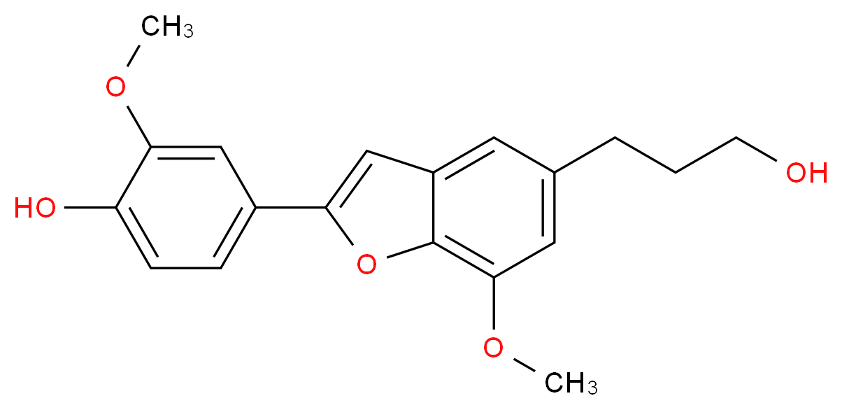 4-[5-(3-hydroxypropyl)-7-methoxy-1-benzofuran-2-yl]-2-methoxyphenol_分子结构_CAS_144735-57-9