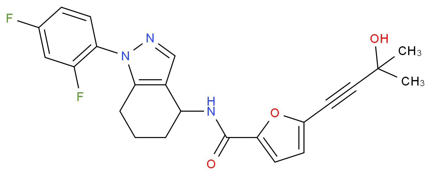 N-[1-(2,4-difluorophenyl)-4,5,6,7-tetrahydro-1H-indazol-4-yl]-5-(3-hydroxy-3-methyl-1-butyn-1-yl)-2-furamide_分子结构_CAS_)