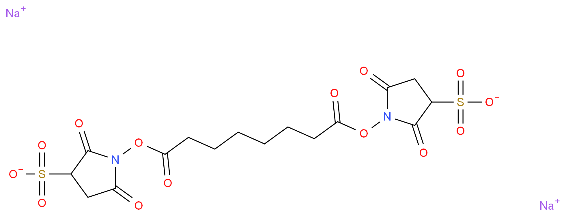 disodium 1-({8-[(2,5-dioxo-3-sulfonatopyrrolidin-1-yl)oxy]-8-oxooctanoyl}oxy)-2,5-dioxopyrrolidine-3-sulfonate_分子结构_CAS_82436-77-9