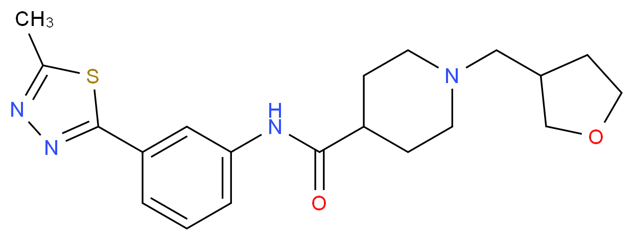 N-[3-(5-methyl-1,3,4-thiadiazol-2-yl)phenyl]-1-(tetrahydro-3-furanylmethyl)-4-piperidinecarboxamide_分子结构_CAS_)