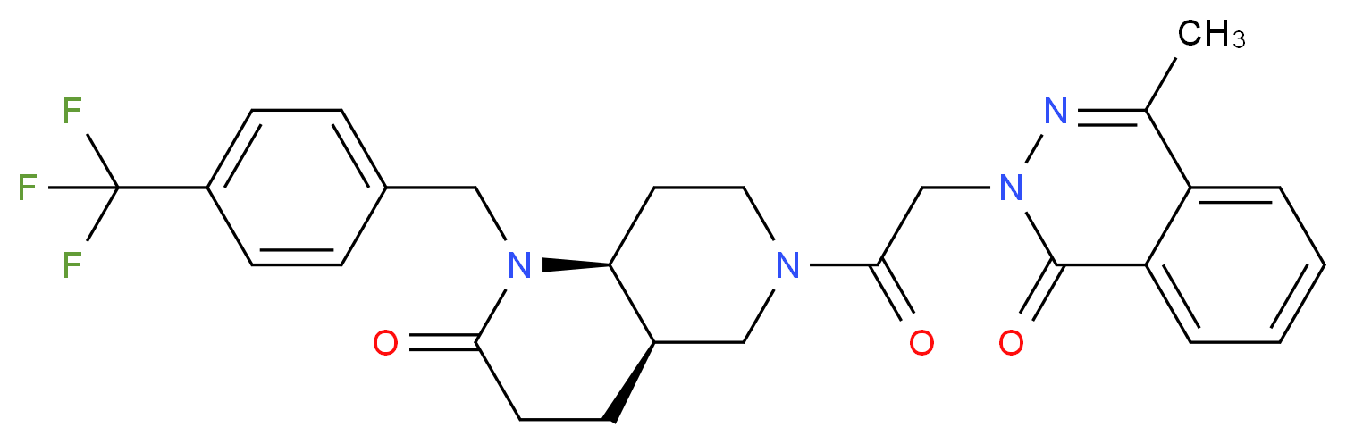 (4aR*,8aS*)-6-[(4-methyl-1-oxo-2(1H)-phthalazinyl)acetyl]-1-[4-(trifluoromethyl)benzyl]octahydro-1,6-naphthyridin-2(1H)-one_分子结构_CAS_)