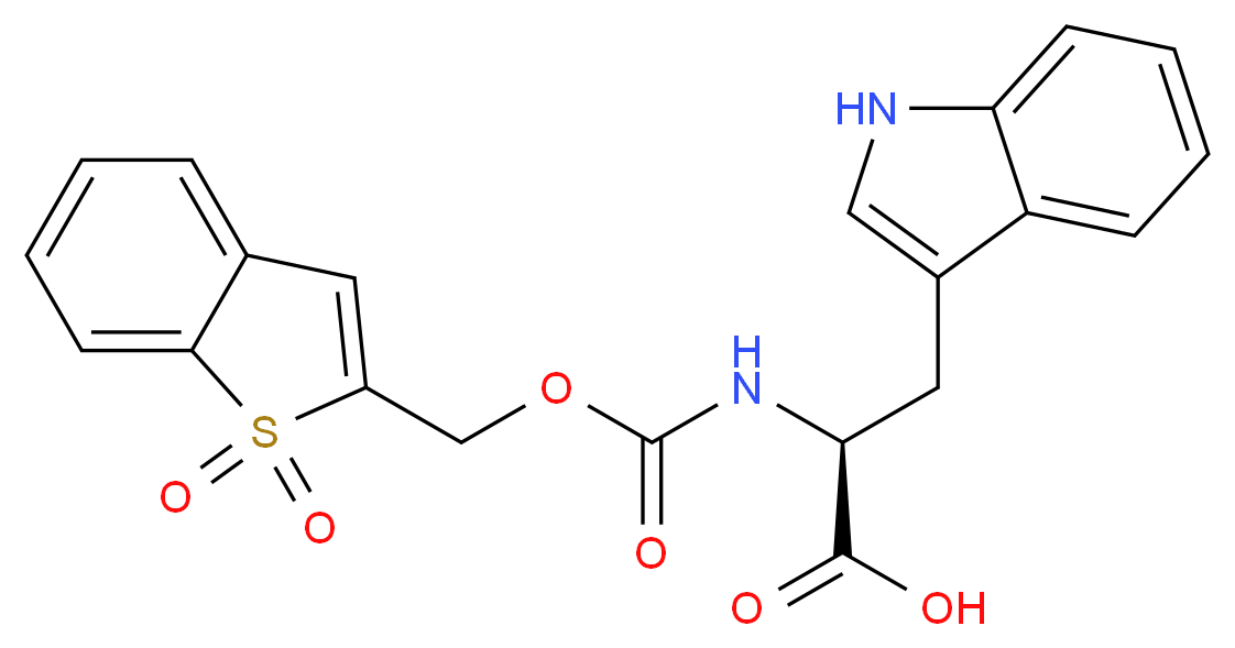 (2S)-2-({[(1,1-dioxo-1λ<sup>6</sup>-benzothiophen-2-yl)methoxy]carbonyl}amino)-3-(1H-indol-3-yl)propanoic acid_分子结构_CAS_197245-27-5