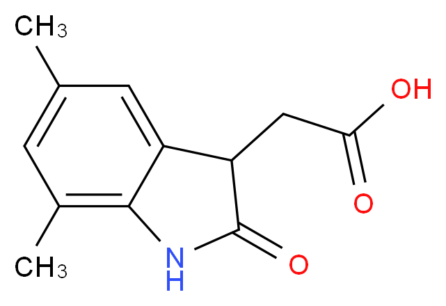 (5,7-dimethyl-2-oxo-2,3-dihydro-1H-indol-3-yl)acetic acid_分子结构_CAS_915923-70-5)