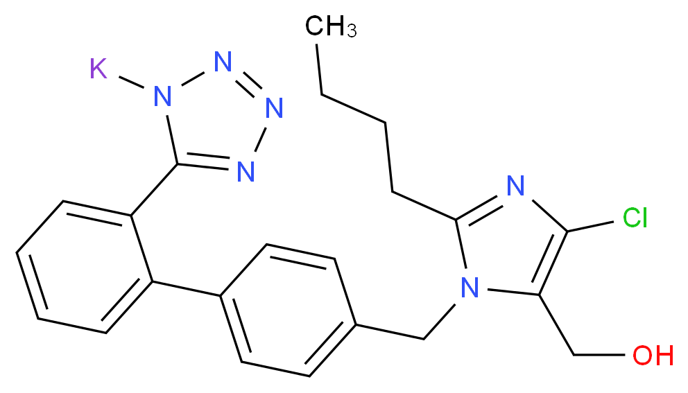 [2-butyl-4-chloro-1-({4-[2-(1-potassio-1H-1,2,3,4-tetrazol-5-yl)phenyl]phenyl}methyl)-1H-imidazol-5-yl]methanol_分子结构_CAS_124750-99-8