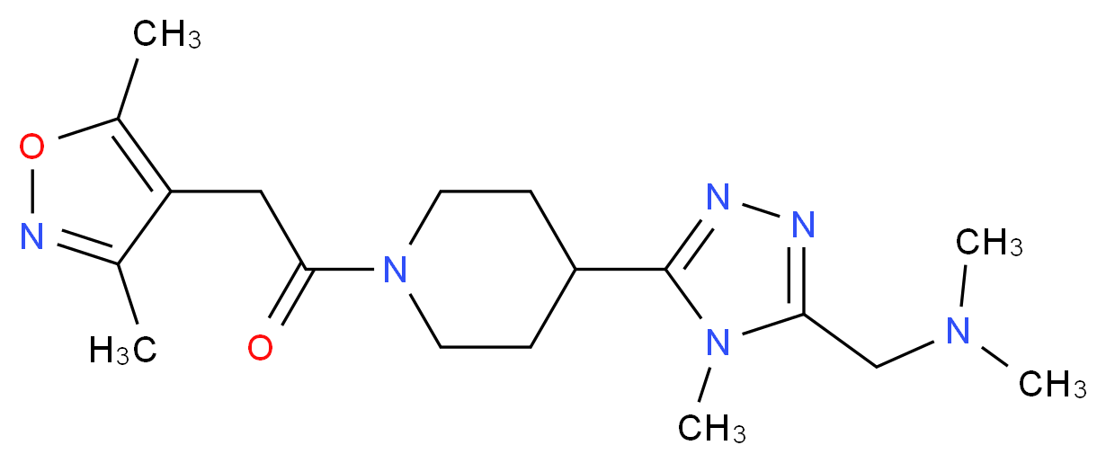1-(5-{1-[(3,5-dimethylisoxazol-4-yl)acetyl]piperidin-4-yl}-4-methyl-4H-1,2,4-triazol-3-yl)-N,N-dimethylmethanamine_分子结构_CAS_)