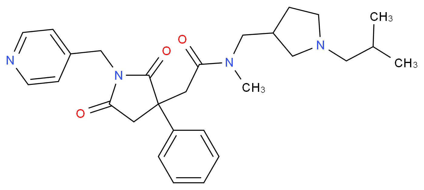2-[2,5-dioxo-3-phenyl-1-(4-pyridinylmethyl)-3-pyrrolidinyl]-N-[(1-isobutyl-3-pyrrolidinyl)methyl]-N-methylacetamide_分子结构_CAS_)