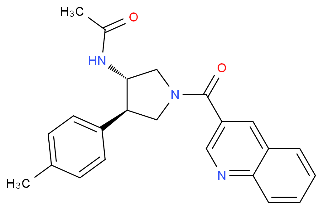 N-[(3S*,4R*)-4-(4-methylphenyl)-1-(3-quinolinylcarbonyl)-3-pyrrolidinyl]acetamide_分子结构_CAS_)
