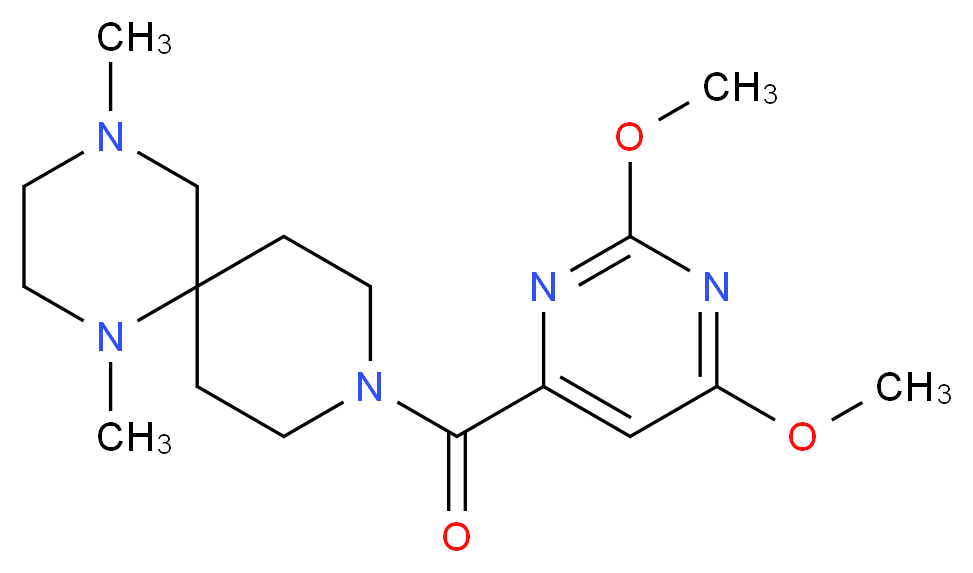 9-[(2,6-dimethoxypyrimidin-4-yl)carbonyl]-1,4-dimethyl-1,4,9-triazaspiro[5.5]undecane_分子结构_CAS_)