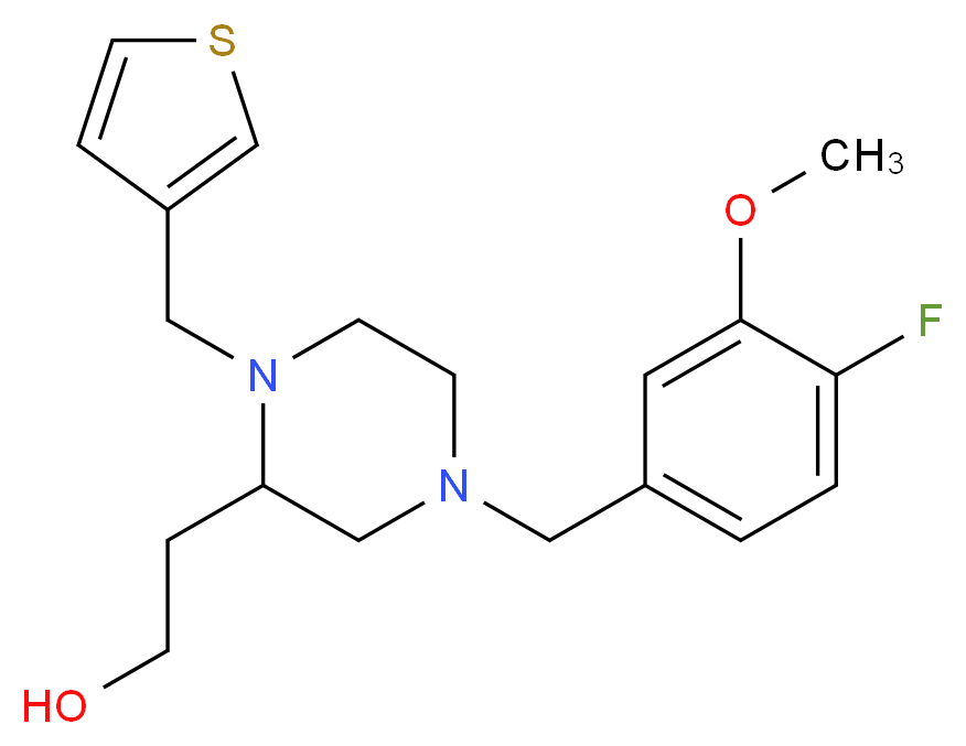 2-[4-(4-fluoro-3-methoxybenzyl)-1-(3-thienylmethyl)-2-piperazinyl]ethanol_分子结构_CAS_)