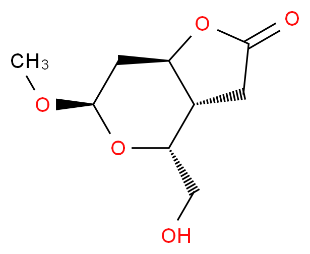 (3aS,4R,6S,7aS)-四氢-4-羟甲基-6-甲氧基-4H-呋喃[3,2-c]吡喃-2(3H)-酮_分子结构_CAS_62158-33-2)