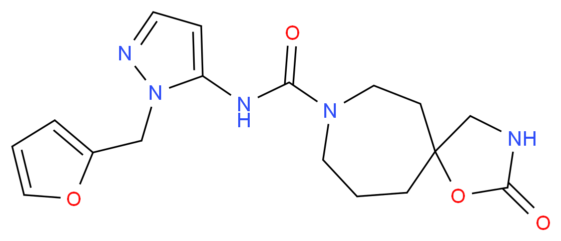N-[1-(2-furylmethyl)-1H-pyrazol-5-yl]-2-oxo-1-oxa-3,8-diazaspiro[4.6]undecane-8-carboxamide_分子结构_CAS_)