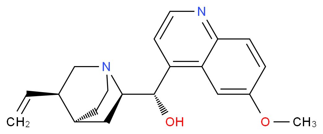 (S)-[(2R,4S,5R)-5-ethenyl-1-azabicyclo[2.2.2]octan-2-yl](6-methoxyquinolin-4-yl)methanol_分子结构_CAS_56-54-2