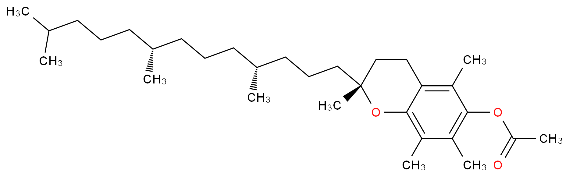 (2R)-2,5,7,8-tetramethyl-2-[(4R,8R)-4,8,12-trimethyltridecyl]-3,4-dihydro-2H-1-benzopyran-6-yl acetate_分子结构_CAS_58-95-7