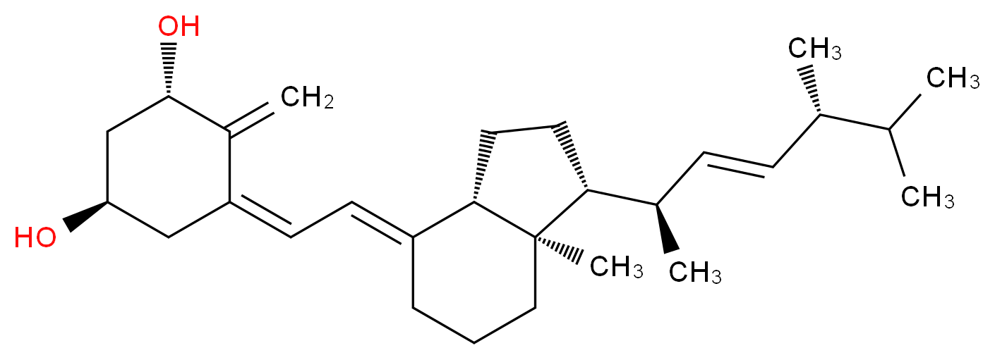 (1R,3S,5Z)-5-{2-[(1R,3aS,4E,7aR)-1-[(2R,3E,5R)-5,6-dimethylhept-3-en-2-yl]-7a-methyl-octahydro-1H-inden-4-ylidene]ethylidene}-4-methylidenecyclohexane-1,3-diol_分子结构_CAS_54573-75-0