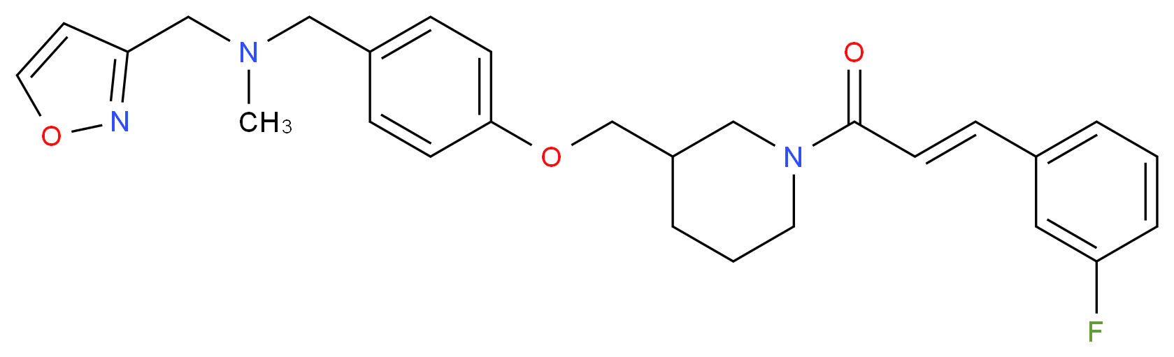 1-[4-({1-[(2E)-3-(3-fluorophenyl)-2-propenoyl]-3-piperidinyl}methoxy)phenyl]-N-(3-isoxazolylmethyl)-N-methylmethanamine_分子结构_CAS_)
