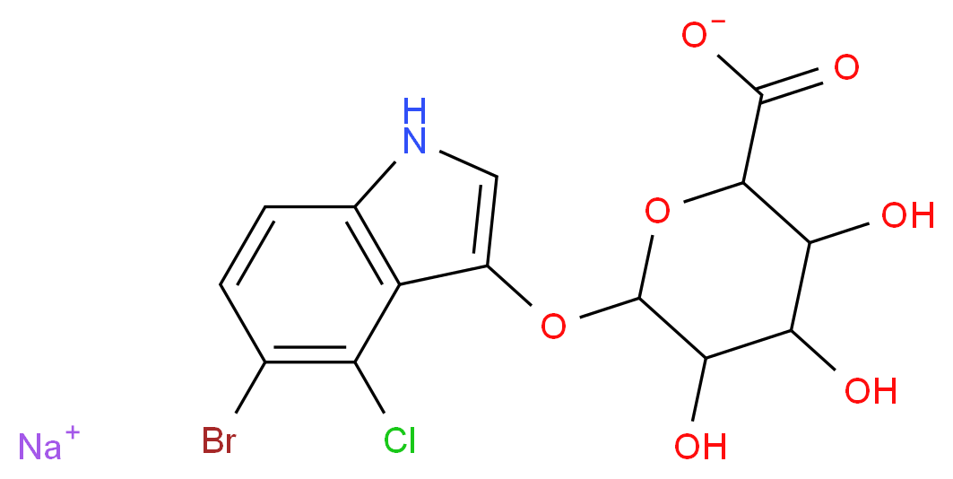 sodium 6-[(5-bromo-4-chloro-1H-indol-3-yl)oxy]-3,4,5-trihydroxyoxane-2-carboxylate_分子结构_CAS_129541-41-9