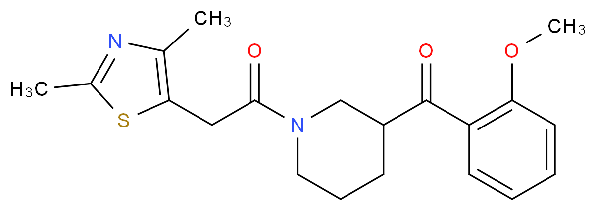 {1-[(2,4-dimethyl-1,3-thiazol-5-yl)acetyl]-3-piperidinyl}(2-methoxyphenyl)methanone_分子结构_CAS_)