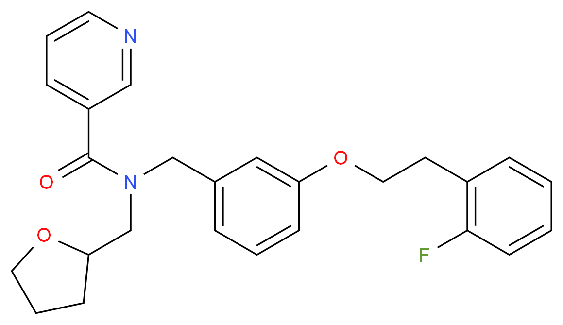 N-{3-[2-(2-fluorophenyl)ethoxy]benzyl}-N-(tetrahydro-2-furanylmethyl)nicotinamide_分子结构_CAS_)