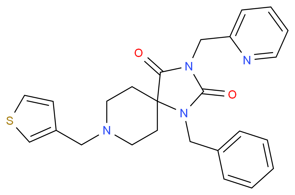 1-benzyl-3-(2-pyridinylmethyl)-8-(3-thienylmethyl)-1,3,8-triazaspiro[4.5]decane-2,4-dione_分子结构_CAS_)