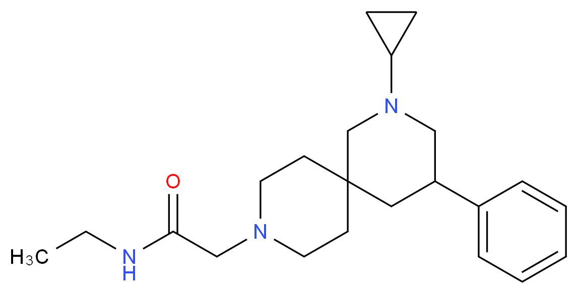 2-(2-cyclopropyl-4-phenyl-2,9-diazaspiro[5.5]undec-9-yl)-N-ethylacetamide_分子结构_CAS_)