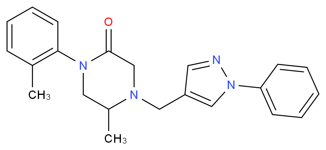 5-methyl-1-(2-methylphenyl)-4-[(1-phenyl-1H-pyrazol-4-yl)methyl]-2-piperazinone_分子结构_CAS_)