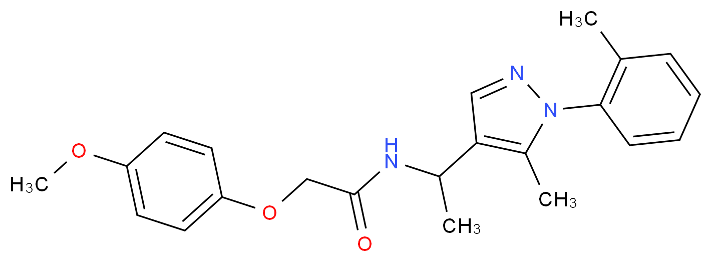 2-(4-methoxyphenoxy)-N-{1-[5-methyl-1-(2-methylphenyl)-1H-pyrazol-4-yl]ethyl}acetamide_分子结构_CAS_)