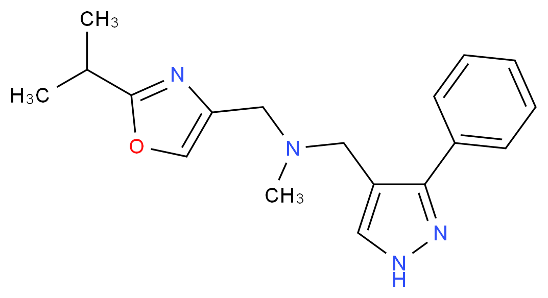 1-(2-isopropyl-1,3-oxazol-4-yl)-N-methyl-N-[(3-phenyl-1H-pyrazol-4-yl)methyl]methanamine_分子结构_CAS_)