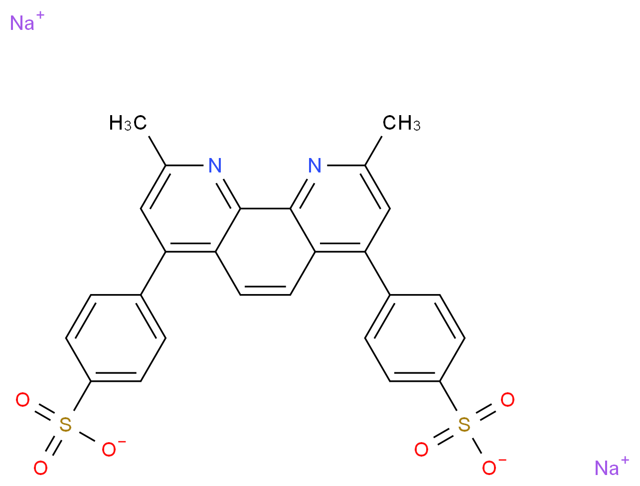 2,9-二甲基-4,7-二苯基-1,10-菲啰啉磺酸二钠盐_分子结构_CAS_52698-84-7)