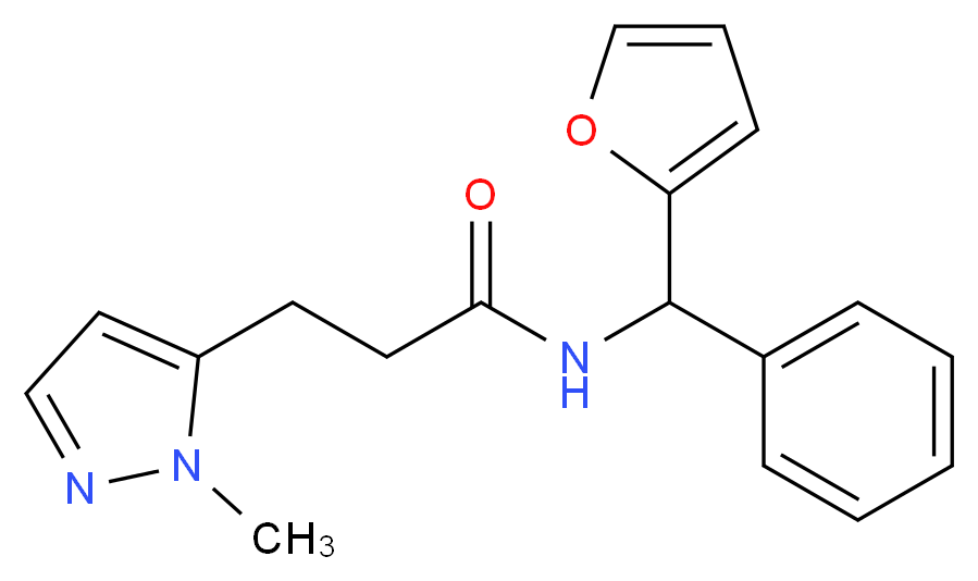 N-[2-furyl(phenyl)methyl]-3-(1-methyl-1H-pyrazol-5-yl)propanamide_分子结构_CAS_)