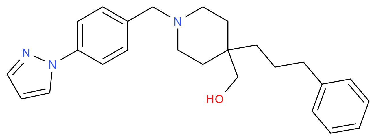 {4-(3-phenylpropyl)-1-[4-(1H-pyrazol-1-yl)benzyl]-4-piperidinyl}methanol_分子结构_CAS_)