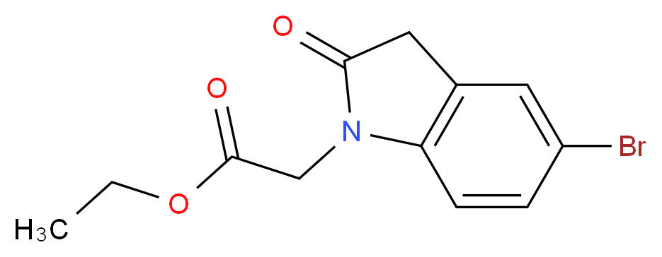 ethyl 2-(5-bromo-2-oxo-2,3-dihydro-1H-indol-1-yl)acetate_分子结构_CAS_881608-39-5