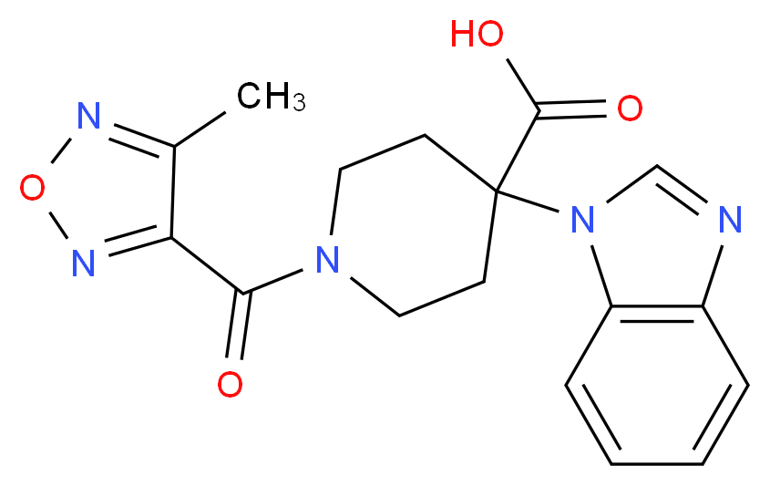4-(1H-benzimidazol-1-yl)-1-[(4-methyl-1,2,5-oxadiazol-3-yl)carbonyl]piperidine-4-carboxylic acid_分子结构_CAS_)