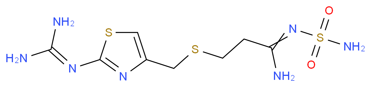 (Z)-3-[({2-[(diaminomethylidene)amino]-1,3-thiazol-4-yl}methyl)sulfanyl]-N'-sulfamoylpropimidamide_分子结构_CAS_877617-45-3