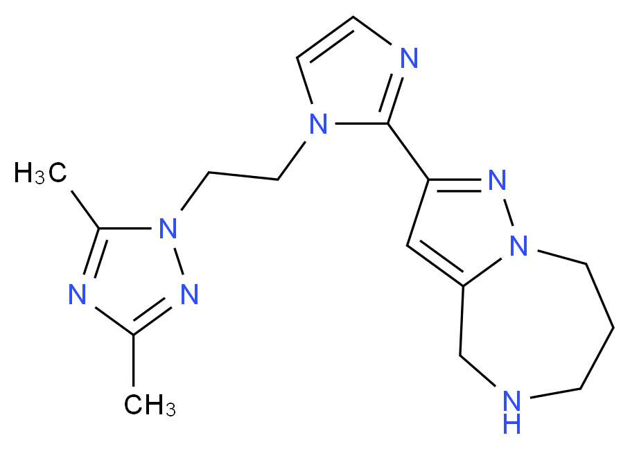 2-{1-[2-(3,5-dimethyl-1H-1,2,4-triazol-1-yl)ethyl]-1H-imidazol-2-yl}-5,6,7,8-tetrahydro-4H-pyrazolo[1,5-a][1,4]diazepine_分子结构_CAS_)