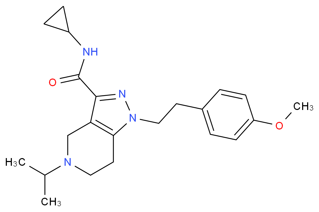 N-cyclopropyl-5-isopropyl-1-[2-(4-methoxyphenyl)ethyl]-4,5,6,7-tetrahydro-1H-pyrazolo[4,3-c]pyridine-3-carboxamide_分子结构_CAS_)