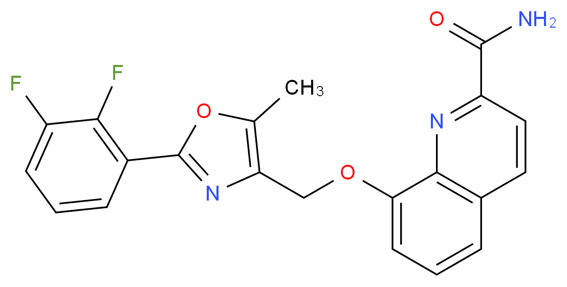 8-{[2-(2,3-difluorophenyl)-5-methyl-1,3-oxazol-4-yl]methoxy}quinoline-2-carboxamide_分子结构_CAS_)