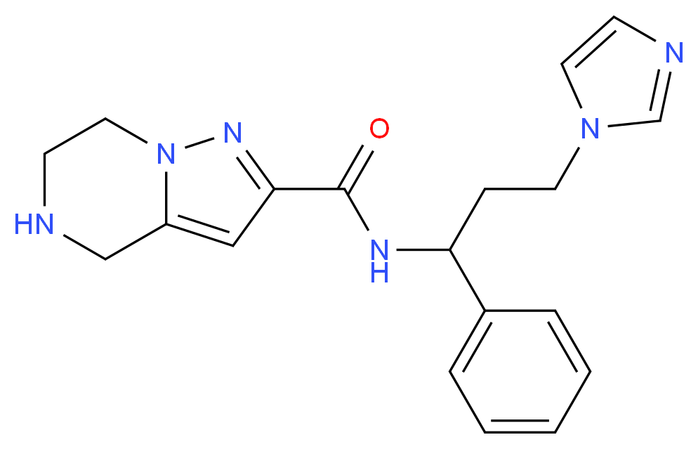 N-[3-(1H-imidazol-1-yl)-1-phenylpropyl]-4,5,6,7-tetrahydropyrazolo[1,5-a]pyrazine-2-carboxamide_分子结构_CAS_)